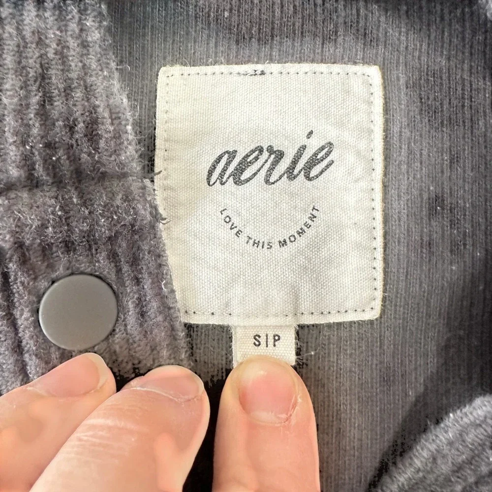 Aerie Womens Charcoal Gray Waffle Knit Henley Hoodie Sweatshirt Size S Cozy - Picture 6 of 7